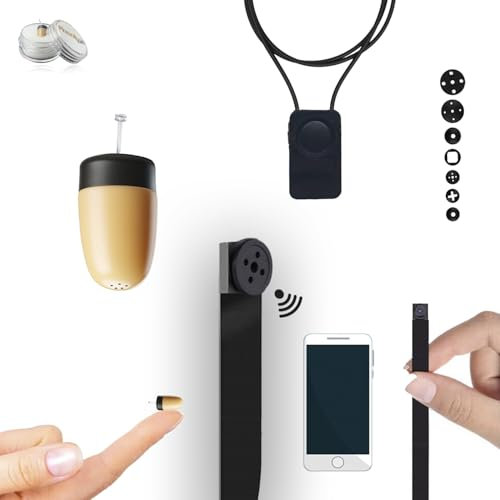 Pinganillosocultos Kit Completo Mini Camara Espia Boton con Auricular Espia Invisible Inalambrico - Copiar Examen - WiFi HD 1080p Real. Ideal para Leer Folios A4. (Pinganillo Supermini)