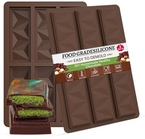 ZUGHXMS Moule a Tablette de Chocolats Dubai Silicone,2 Pièces Moule Barre Pepites De Chocolat Forme Carrée Mini Démoulage Facile Pour Protéiné Dragées Céréales