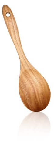 Cucchiaio da Cucina in Legno, Mestoli Legno 26 cm Di Lunghezza, 100% legno di Acacia, Cucchiaio da Cucina per Mescolare, Lunga Durata per Cucina, Arrosto, e Risotto