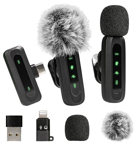 Deecam Mini-Lavalier-Mikrofon für Android und IOS, 360° omnidirektionale Geräuschunterdrückung Mikrofon,Clip-on-Mikrofon,für Videoaufnahmen, Tiktok, YouTube, Vlog Podcast Content Creator