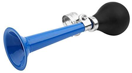 Fahrrad Hupe, 5 Farben 2,2 Zoll tragbare Retro Radfahren Metall Air Horn Gummi Squeeze Birne, ungiftig langlebig mit Einer Metallhalterung für Fahrräder Mountainbikes etc(Blau)