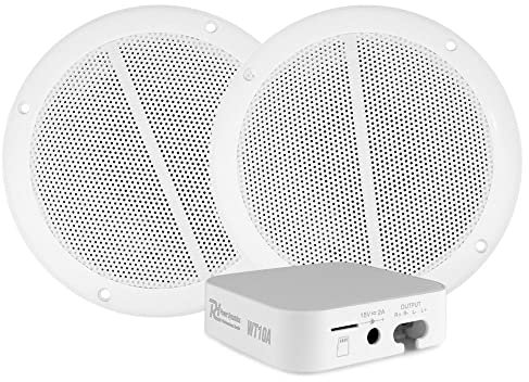 Power Dynamics WT10SET, Enceintes Plafond WiFi, 2x30W - Blanc, Amplificateur Intégré, Lecteur MP3, Entrée Jack 3,5mm, Entrée AUX, Idéale pour Diffuser de la Musique en Intérieur ou Extérieur