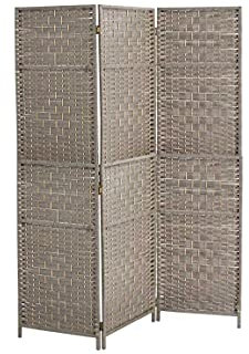 Gicos Separè in Vimini 3 Pannelli 135 * 180 cm Colore Grigio Shabby Chic UNA-814006