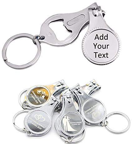 10pcs Personalized Bottle Opener Nail Clipper Keychain Versatile & Durable, Private Customized Party Favors Wedding Brewery Christmas Logo Engraved