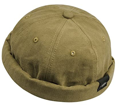 CLAPE Classic Retro Beanie Docker cap Berretto da Portuale Cotone Berretto Senza Visiera Uomo Donna Cappellino Docker Regolabile Cappello da Marinaio Khaki CT84