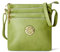 Woodland Leather Crossbody-Taschen für Damen, Multi-Reißverschluss, geräumige Umhängetasche für Damen mit verstellbarem Crossbody-Riemen, grün, H26cmxW23cmxD9cm