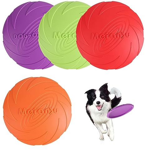 JSMTKJ 4 Pièces Frisbees pour Chien, Disque Volant en Caoutchouc