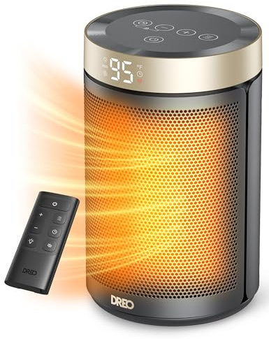 DREO Space Heater, Portable Electric Heaters for Indoor Use with Thermostat and Remote, 2024 Upgraded, Digital Display, 12H Timer, 5 Mode, 1500W PTC Ceramic Fast Safety Heat for Office Bedroom Home