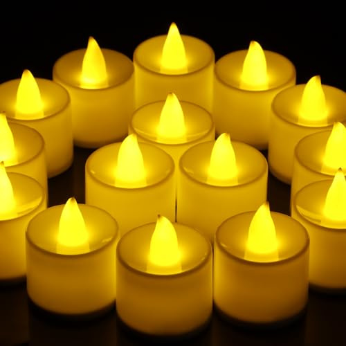LWMTT Bougies LED,Bougies Sans Flamme,Fausse Bougie,Lot de 24 Bougies Chauffe Plat LED Sans Flamme Bougies Chauffe Plat à Piles Décoration pour Noël,Arbre de Noël,Halloween,Pâques, Mariage,fête