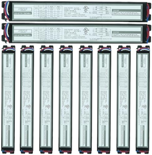 10 Pack Replacement for ICN2P32N, 120-277V, 50-60Hz Input Frequency, Electronic Fluorescent Light Ballast for 2 F32T8 Lamp Type, Automatic Restart Ballast Box, Ballast for Fluorescent light 2 Lamp T8