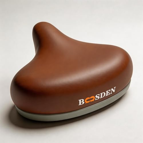 BOOSDEN Siège de vélo doux, coussin de selle en gel confortable, siège de vélo en mousse à mémoire de forme imperméable, idéal pour hommes et femmes sur vélo de route, VTT, vélo d'appartement, Marron