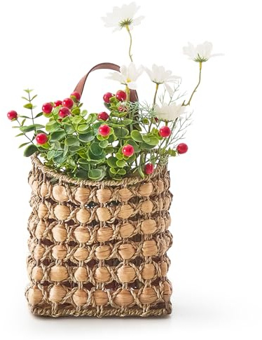 Wall Hanging Pocket Basket Portable Storage Basket Decorative Boho Mounted Organizer Dried Flower Plants Front Door Basket for Garden Farmhouse Home