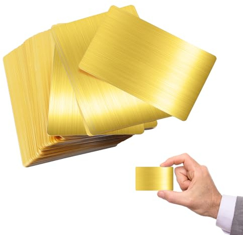 SPORWAY 100 biglietti da visita in metallo e alluminio, con incisione, 86 x 54 x 0,21 mm, per biglietti da visita fai da te, oro (oro)