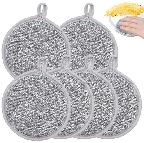 Qaestuan 6 Pezzi Spugna Piatti Lavabile, Cucina AntiGraffio Spugna Abrasiva, Spugne Cucina, Resistente Spugna Anti Grasso Fibra, Spugne di Lavaggio, Bifacciali Spugna di Pulizia, per Pentole, Padelle