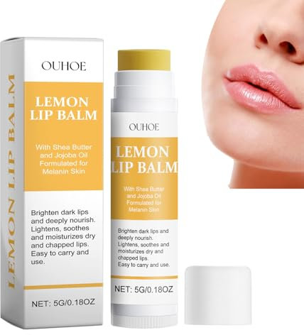 Matita per la cura delle labbra con curcuma e limone, balsamo per labbra con limone, lenisce, protegge le labbra dalla secchezza, per labbra morbide e morbide