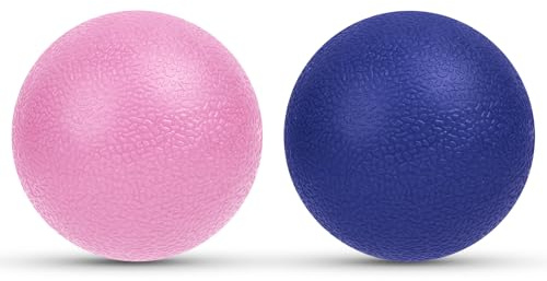 URAQT Massagebollar, fasciabal, 2 st fasciarolset, triggerpunktsboll för yoga, myofascial avkoppling, massagebollar för rygg, ben, fötter, händer 5,8 cm (blå + rosa)