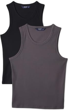Amazon Essentials Men's Slim-Fit Ribbed Vest, Pack of 2