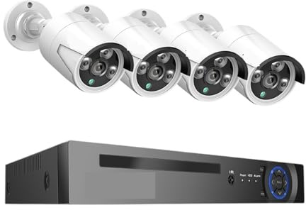 WAFOHSR Di Telecamere Sicurezza POE 4K Con Rilevamento Facciale AI, NVR CCTV 8MP 8CH, H.265, P2P, Video, Telecamera IP For Esterni, Set Sorveglianza Rilevamento Del Movimento(None,5MP 4PCS AI Camera)