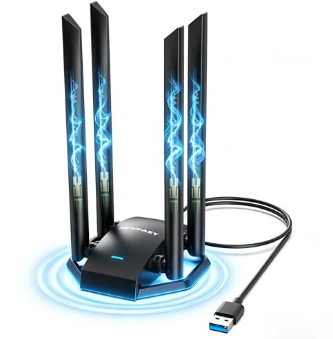 NEWFAST 1300Mbps Chiavetta WiFi, 4 * 6dBi Antenna WiFi USB per PC Dual Band
