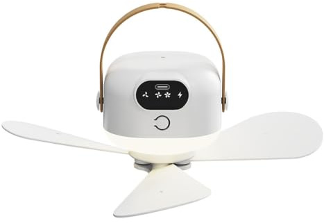 Hanging Fan Light, Remote Control USB Rechargeable Ceiling Hanging Fan Lamp, 2400mAh Large Capacity Wireless Dual Use Cooling Light Fan | Perfect For Bedroom Tent Camping Indoor Outdoor Daily Use