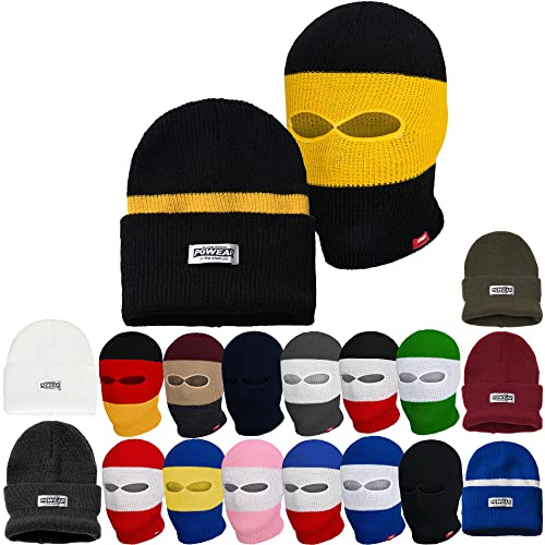 PGWEAR Sturmhaube und Mütze Troublemaker 2 in 1 Schwarz Weiß Rot Blau Gelb Grün Rosa Grau Olive Camo I Balaclava Maske Beanie I Ultras Ski Hooligans