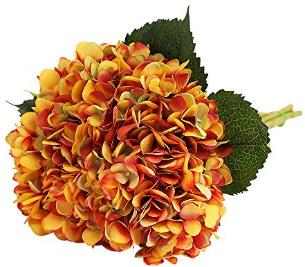 Tifuly Konstgjorda hortensiablommor, 5 st realistiska enkla långa stjälkar silke 16 cm blomhuvud Hortensia buketter för bröllop, hem, hotell, festdekoration, blomarrangemang