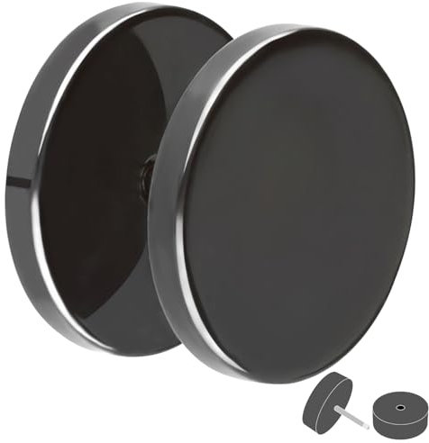 Treuheld Fake Plug - Titan Ohrstecker zum Schrauben - Schwarz - Damen & Herren - 14mm