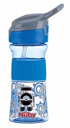 Nuby - Flip-It Becher mit weichem Auslauf aus Tritan™ - Trinkflasche für Kinder - Sporttrinkflasche mit Flip-It-System - 360ml - Blau - 3+ Jahre