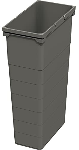 NINKA 5074.90 42514 avfallsbehållare 42 liter med strykhandtag, soptunna för avfallssamlare, plast mörkgrå, silver