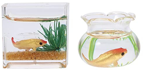 NUOBESTY 2pièces Bocal Poisson Miniature Verre Accessoire De Décoration pour Maison De Poupée Lot
