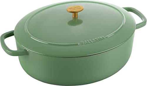 BALLARINI Bellamonte Auflaufform, Bräter, Dutch Oven, Emailliertes Gusseisen, Oval, 33 cm, 6,5 L, Grün