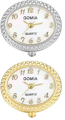 JewelryWe 2pcs Ringuhr Fingeruhr Damen Analog Quarz Ring Uhr Verstellbare Fingerringuhr Uhrenring mit ovalem Muschel Digital Zifferblatt Gold/Silber