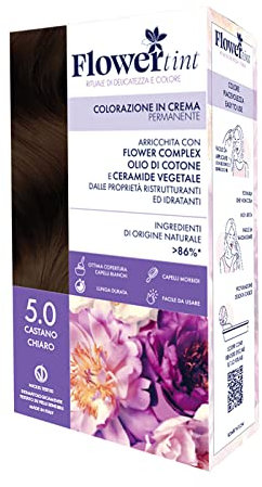 PUROBIO FLOWER TINT - COLORAZIONE 5.0 CASTANO CHIARO IN CREMA PERMANENTE ECOBIO VEGANO