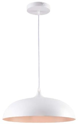 Vetrineinrete® Lampadario a sospensione stile contemporaneo in metallo pendente a cupola attacco E27 luce tavolo cucina di colore nero o bianco (Bianco)