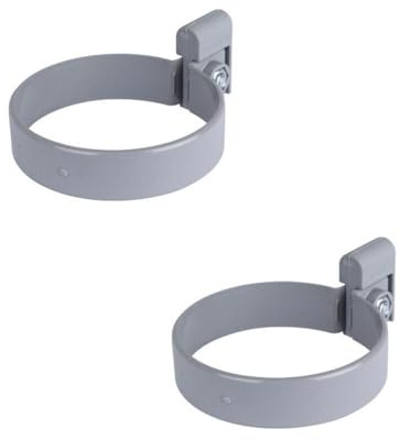 Marley Regenrinnen System Dachrinnenteile DN 53 Fallrohrsystem Grau RAL 7040 Dachrinnenset aus PVC (Fallrohrschelle 2 St.)