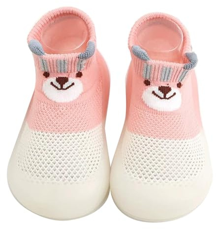 Baby Girls Boys First Walking Shoes Anti Slip Slippers Socks Barefoot Shoes Toddler Infant Non Slip Sole Shoes Breathable(Pink White, 18-24Month)