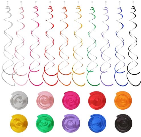 SYEYCW 40 Piezas Serpentinas Cumpleaños Espiral, Remolinos Colgantes, Reutilizables Adornos Colgar Remolino, para Decoración de Cumpleaños, Bodas, Fin de Año o Fiestas de Carnaval (Multicolor)
