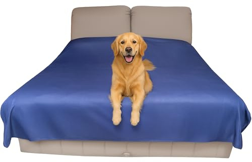SILLY LEGACY Coperta Protettiva Impermeabile Reversibile (XL 244 x 254 cm, Blu), Fodera per Letto o Divano per Cani e Gatti