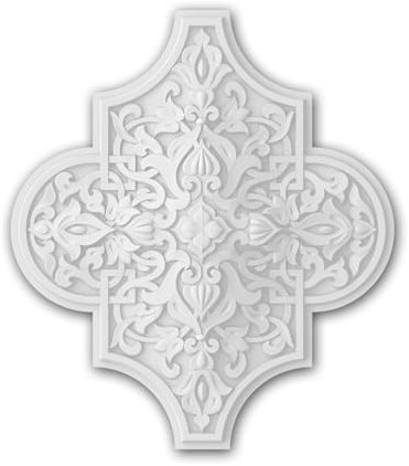 PRO[f]home® - 1 x 3D Wall Panel 159501 Profhome 39,9 cm x 34,9 cm x 5,2 cm White Islamic Ornament Moroccan Style Rigid Polyurethane Foam pre-Primed Lightweight Sturdy dimensionally Stable