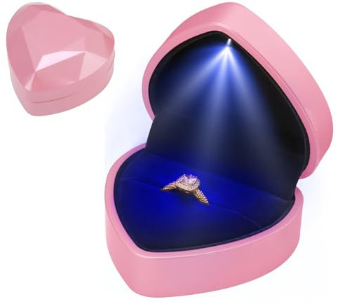 OnrySxn Heart Shape Jewellery Gift Box Ring Organiser Earring Storage Diamond Luxury Storage Box Case Display Holder for Women Valentine's Day Engagement Wedding Mother's Day (Pink)