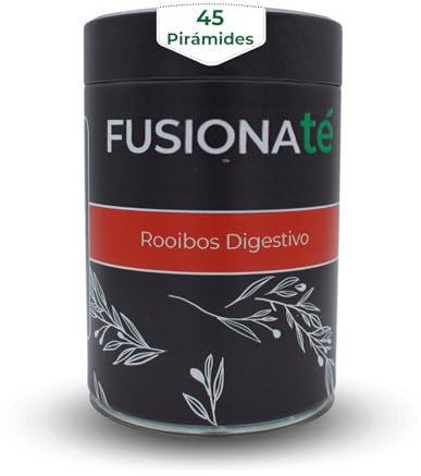 FUSIONATE Rooibos Digestivo, Lata de 45 pirámides Bolsitas de Té, Infusión 100% Natural, Digestiva y Baja en Calorías, Sin Teína