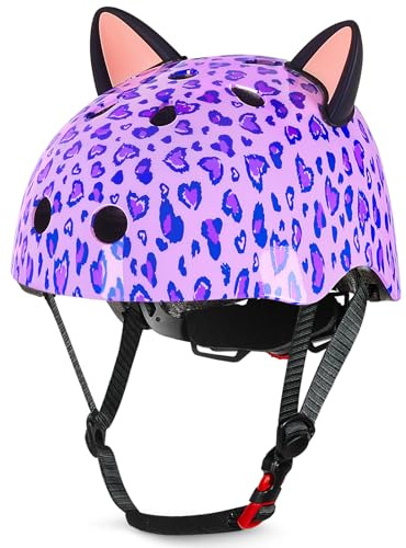 Kids Bike Helmet for Girls 3-5/5-8/8-14, Adjustable Helmet with DIY Cat Ears, Cute Toddler Youth Helmets for Skateboard Scooter Cycling Roller Skating
