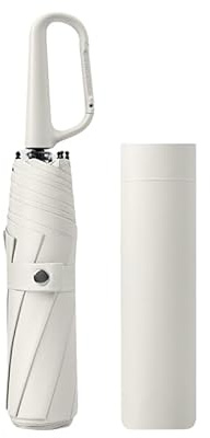 Paraguas plegable compacto con mosquetón y tejido que bloquea los rayos UV al 99,9%/Auto/Mochila pequeña de viaje/Pesado y portátil/Paraguas contra la lluvia y el sol UVB 50/Mujeres y niños