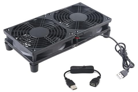 JUNNASALIKER Ventilatore gemellare alimentato USB per raffreddamento router ventilazione efficiente e controllo della temperatura di elettronica
