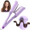 AISEELY 32MM Hair Waver Crimpers - 2 Barrel Beach Deep Waver Curling Iron with 3 Adjustable Temp (160°C-200°C),Mermaid Hair Curlers for Short/Long Hair, Anti-Scald,Quick & Easy,Built-in Timer Purple