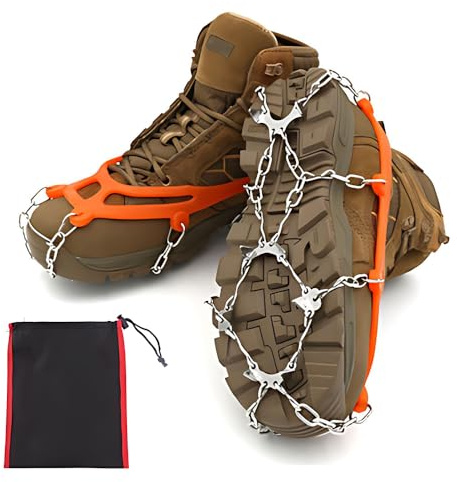 TONGIHS para Zapatos y Botas, para Senderismo, Caminatas, Footing, Escalada, Pesca y Paseos al Aire Libre en Invierno (Crampones Antideslizantes - A)