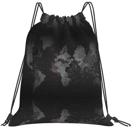 cchgnm Borsa da palestra leggera e pieghevole con stampa di mappa del fuso orario, borsa multifunzione per sport, yoga, viaggio
