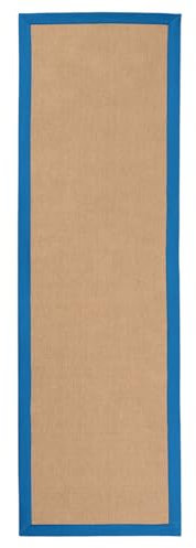 carpetfine Sisalteppich Läufer Blau 70x200 cm | Moderner Teppich für Wohn- und Schlafzimmer