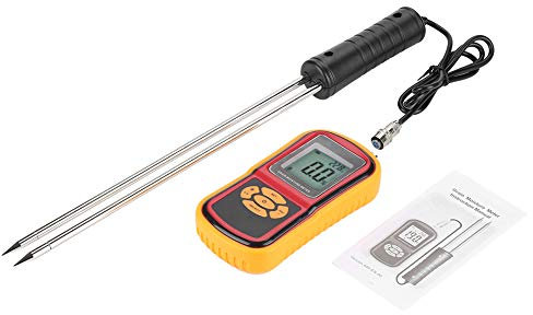 Moisture Temperature Meter, GM640 Portable Digital LCD Grain Moisture Temperature Tester with LCD Backlit for Grain Purchase, Storage, Processing, Wheat Rice Corn Bean, Grain