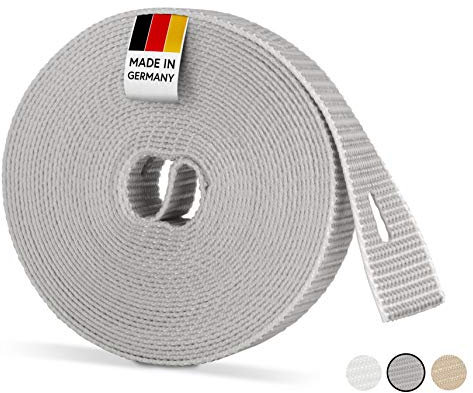 BAUHELD 6m Rolladengurt 14mm Grau [Made in Germany] - Für Rolläden an Türen und Fenster [Hohe Reißfestigkeit und UV-Stabilität] - Rolladen-Gurtband passend auf Gurtwickler Aufputz Mini